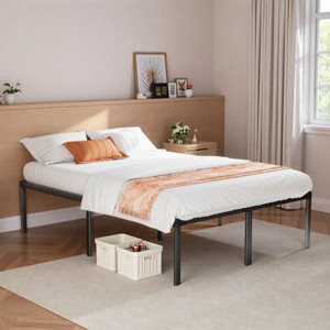 FURNIinspire Beds Full Size Bed Frame Heavy Duty Metal Platform Bed Bedframe with Steel Slat Support, No Box Spring Needed， Black, 75"*54"*14" - 1 of 4