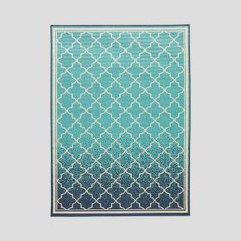 Laguna Ombre Outdoor Rug Blue/Ivory - Christopher Knight Home