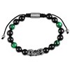 Crucible Men's Double Skull Green Tiger Eye and Onyx Stone Bead Adjustable Bracelet - 2 of 4