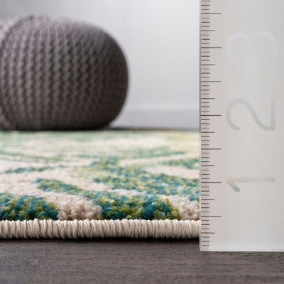 Green Floral Synthetic Easy Care Area Rug, 3' x 5'
