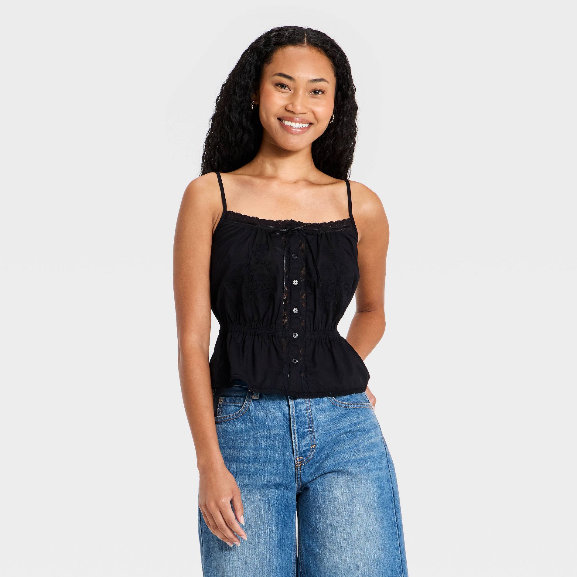 Women's Embroidered Cotton Cami - Universal Thread™