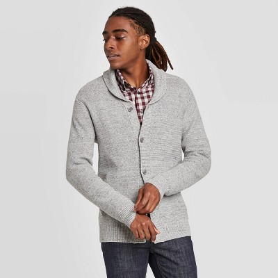 men's button down shawl collar sweater