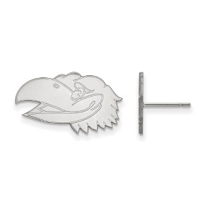 Black Bow Jewelry 10k White Gold Kansas Jayhawks NCAA Post Earrings - 1 of 3