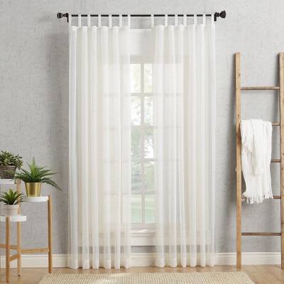 Eggshell Sheer Tab Top Polyester Curtain Panel, 95 x 59 Inches