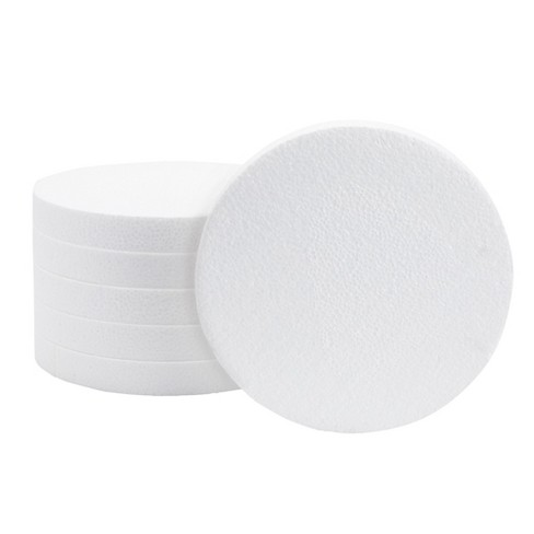 8x8 inch Round Foam Circles for Crafts and DIY Projects 1 inch Thick (White 6 Pack)