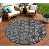 Black Gray And Ivory Geometric Washable Indoor Outdoor Area Rug - 2 of 4