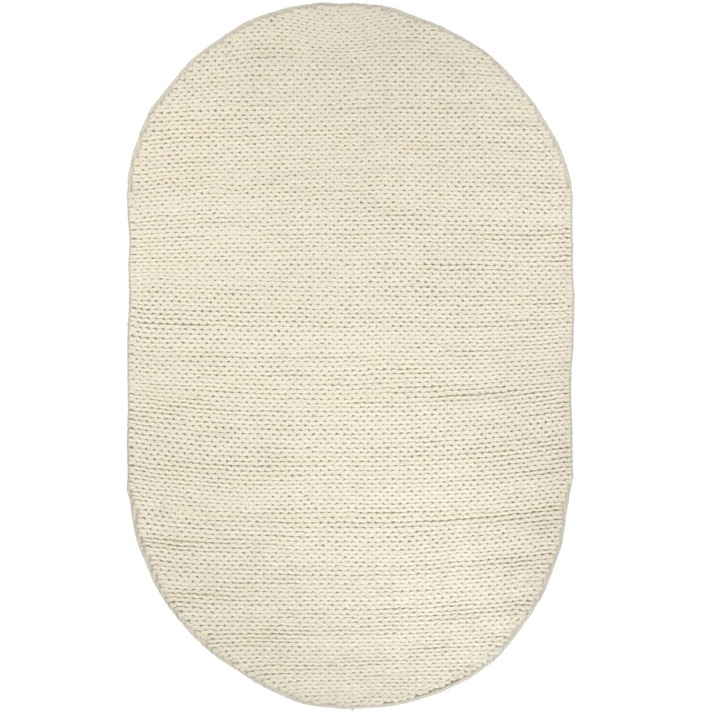 5'x8' Oval Hand Woven Chunky Woolen Cable Area Rug Off White - nuLOOM