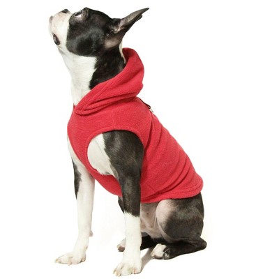 Gooby Fleece Vest Hoodie Dog Sweater Red, X