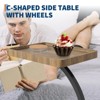 Side Table with Rolling Wheels, Sofa Couch Arm Table, Tv Tray, Small Bed Stand, C Shaped End Tables for Living Room, Bedroom, Bedside - 4 of 4