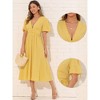 INSPIRE CHIC Women's V-Neck Flounce Short Sleeve Casual Elastic Waist Solid Elegant Maxi A-Line Dress - 2 of 4