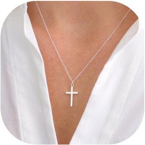 Layered Sideways Cross Necklace 14K Gold Plated Dainty Choker for Women - 1 of 4