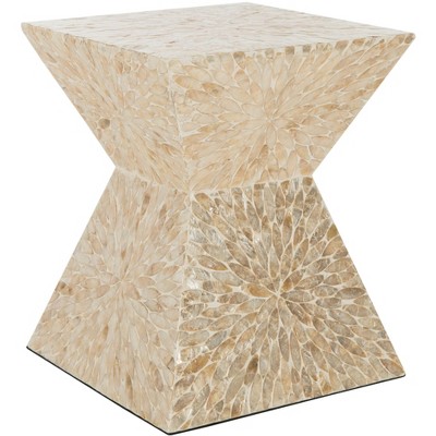 Calypso White Faux Mother-of-Pearl Mosaic Stool