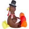 Gemmy Thanksgiving Inflatable Turkey with Checkered Scarf , 6 ft Tall, Multi - 3 of 4