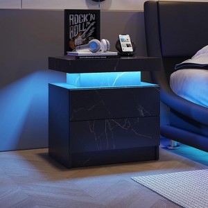 FONTOI Nightstand with 2 Drawers, Bedside Table Cabinet for Bedroom Living Room, Black&Gold, 13.8"*20.5"*19.3" - 1 of 4