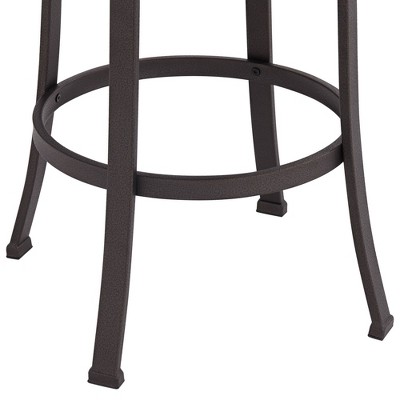 Adjustable Brown Wood and Metal Swivel Bar Stool
