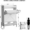 Coolmee Shoe Storage Cabinet for Entryway, Shoe Organizer with 2 Flip Drawers, Freestanding Narrow Shoe Racks Cabinet Organizer for Entryway - 2 of 4