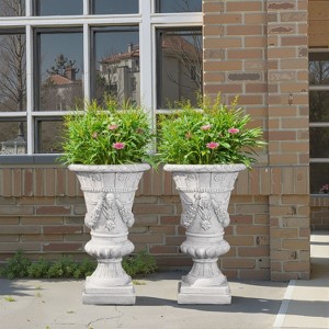 Christopher Knight Home Karen Outdoor Handcrafted Lightweight Concrete Garden Urn Planter (Set of 2) - 1 of 4
