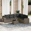 vidaXL 7 Piece Patio Sofa Set with Cushions Gray Poly Rattan - Gray With Table - 2 of 4