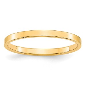 Black Bow Jewelry 2mm 10K Rose, White, or Yellow Gold Lightweight Flat Standard Fit Band - 1 of 4