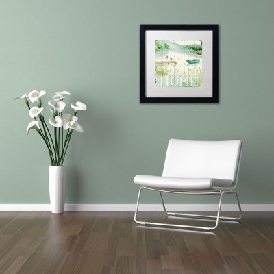Lakeside Landscape Canvas Print with Black Frame