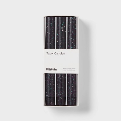 6pk Taper Candle Set Black Speckle - Room Essentials™