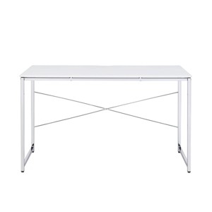 GlasFlength Desks Metal Frame Rustic Computer Desk Gaming Desk Home Office Desk Simple Design for Small Spaces, White, 47.5"*24.5"*28.5" - 1 of 4