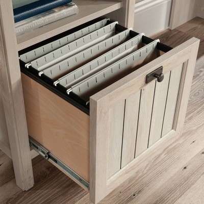 Chalked Chestnut Corner Computer Desk with Drawer and Filing Cabinet