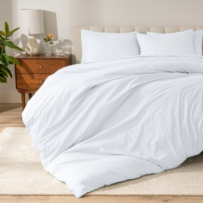 100% Organic Cotton Percale Duvet Cover and Sham Set by Bare Home