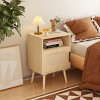 Accent Nightstand Modern with Rattan Door and Open Shelf for Bedroom or Dorm 15.75" Wide - 3irtyhousy - 2 of 4