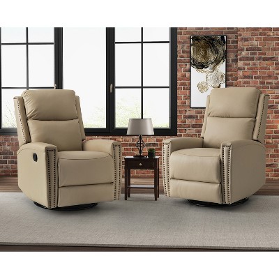 Robyn Rocker Recliner Chair: Upholstered with White Trim Detail – RealRooms