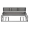 NicBex Twin Size Wood Montessori Bed with Side Bookcase and Shelves,Floor Bed Frame with Safety Guardrails,Modern Toddler Bed for Bedroom,Grey - 4 of 4