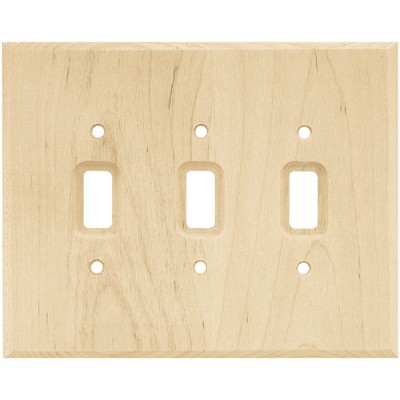 Franklin Brass Square Triple Switch Wall Plate Unfinished Wood Brown