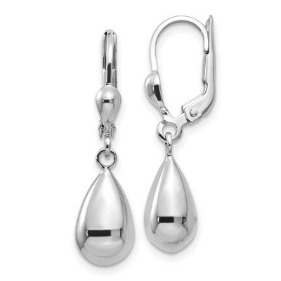 Black Bow Jewelry Polished 3D Teardrop Lever Back Earrings in 14k White Gold