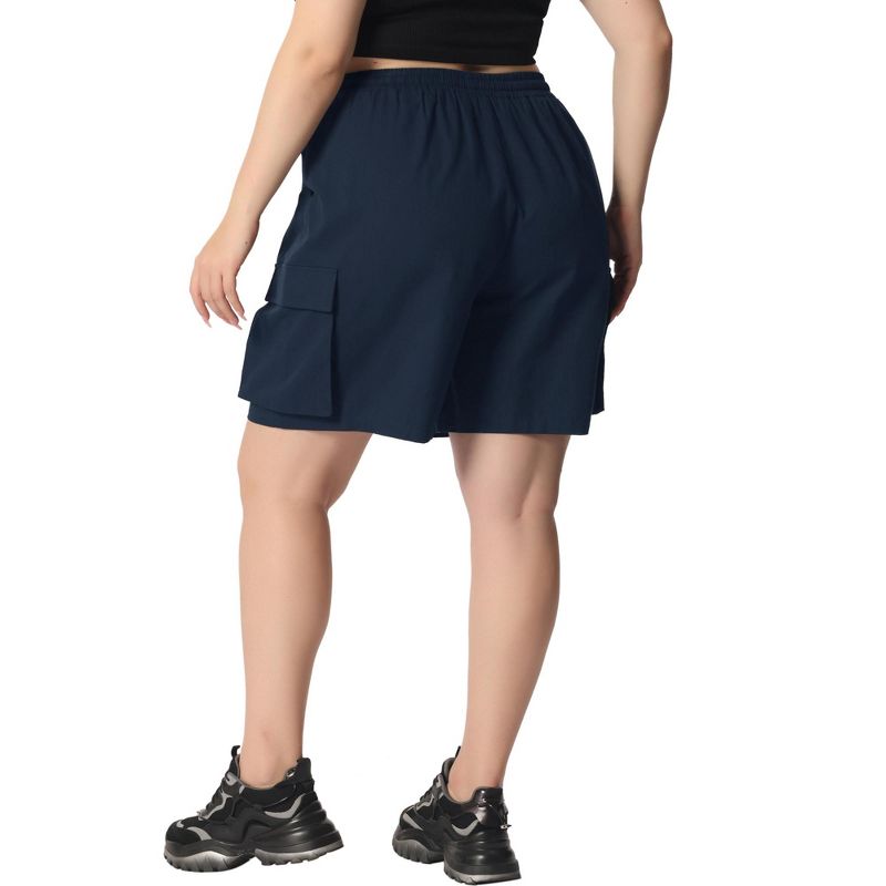 Agnes Orinda Women's Plus Size Drawstring Elastic High Waist Pockets Casual Cargo Shorts, 4 of 6