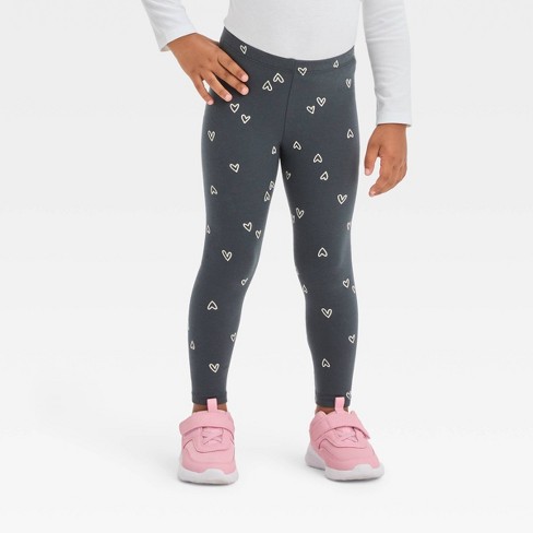 Toddler Girls' Hearts Leggings - Cat & Jack™ Charcoal Gray 4T