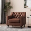 33" Fabric Contemporary Club Chair with Button-Tufted Diamond Stitch, Sloped Arms and Birch Wood Legs - 3 of 4