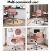 FurnitureR Home Office Chair, Mid Back Velvet Desk Chairs with Rolling Wheels, Adjustable Task Chair for Living Room, Bedroom, Studying, Rose - 4 of 4