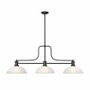 Melange 3-Light Linear Billiards Pendant - Matte Black with Opal Glass Shades - 3 of 4