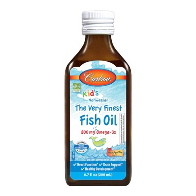 Carlson - Kid's The Very Finest Fish Oil, 800 mg Omega-3s, Norwegian, Wild Caught, Sustainably Sourced, Just Peachie, 200 mL (6.7 fl oz)