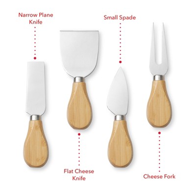 Casafield Bamboo Cheese Board with 4-Piece Knife Set