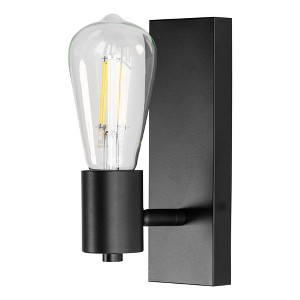 DORESshop 2.76 in. 1-Light Matte Black Vintage Industrial Bulb Wall Sconce for Bathroom Stair Bedroom - 1 of 4