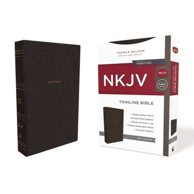 Nkjv, Thinline Bible, Leathersoft, Black, Red Letter Edition, Comfort Print - by  Thomas Nelson (Leather Bound)