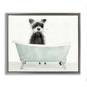 Stupell Industries Raccoon In A Tub Floating Frame Canvas Art - 1 of 4