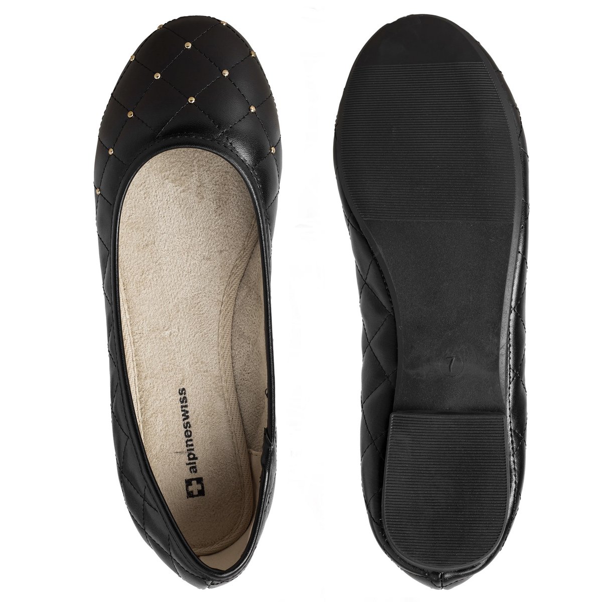 Обувь Alpine Swiss Petunia Womens Classic Ballet Flats Embellished Dressy Flat Shoes Black 9 M US — фото 6