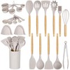 Itopfox 24 Pcs Kitchen Cooking Utensils Set, Heat Resistant Non-Stick Silicone Kitchen Utensil Set With Wooden Handles and Holder, Kitchen Gadgets - 3 of 4