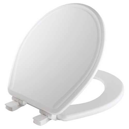 Mayfair Round Molded Wood Toilet Seat with Whisper Close with Easy Clean & Change Hinge and STA-TITE Seat Fastening System White - Mayfair