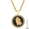 Steeltime Men's stainless steel and black enamel prayer hands round pendant with greek key accents. Color Options: Silver, Gold - 3 of 4