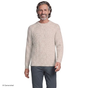 Lands' End Men's Long Sleeve Cotton Wool Blend Crewneck Sweater
