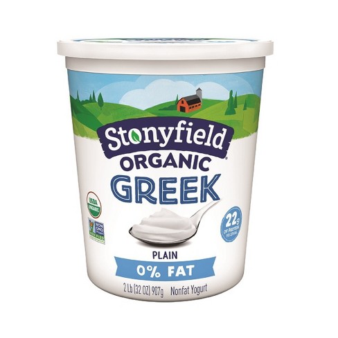 Stonyfield Organic Fat Free Plain Greek Yogurt - 32oz : Target