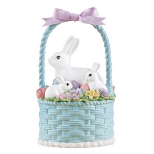 Collections Etc Hand-Painted Bunny Easter Basket Decoration Blue - 1 of 2